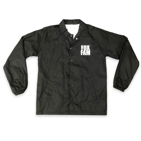 Fox Fam Size Small Black Nylon Snap Front Jacket Windbreaker‎ - Picture 1 of 10